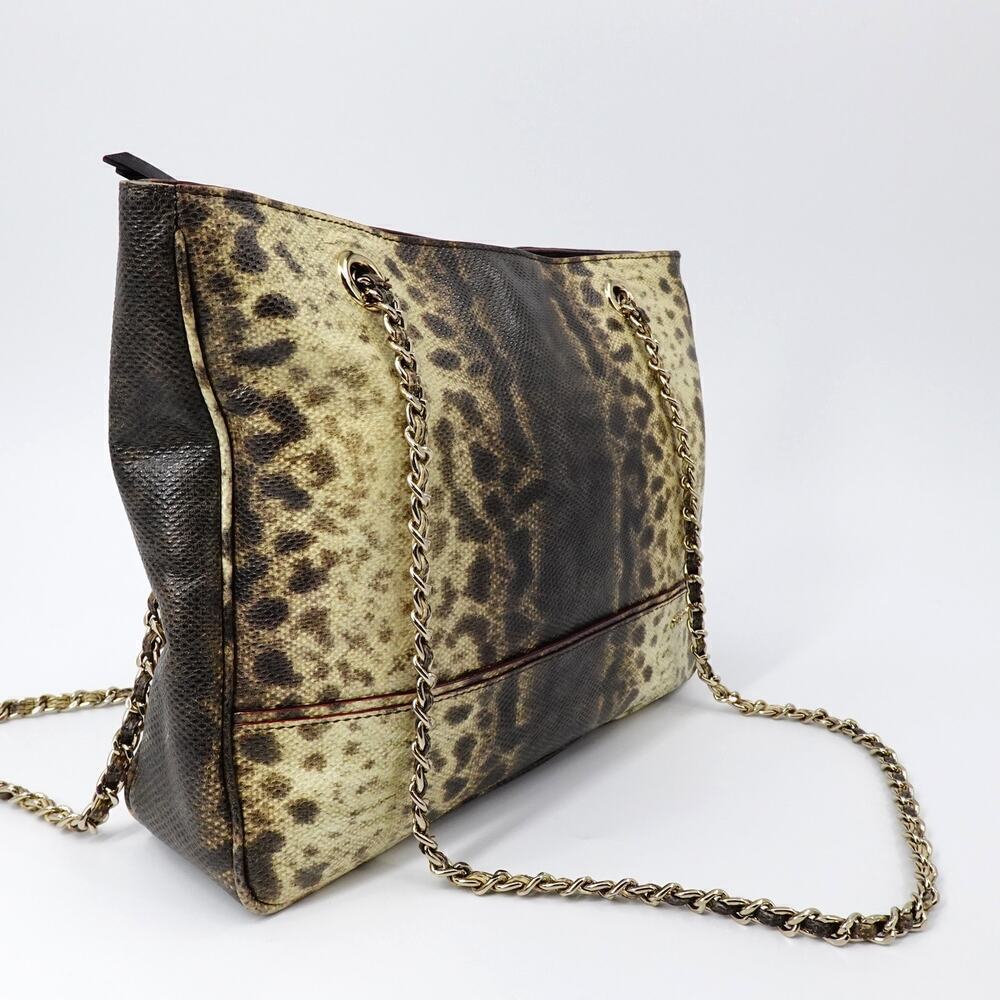Tre Vero Karung Chain Shoulder Bag Womens Brown Animal Print 80s Retro - Picture 6 of 16